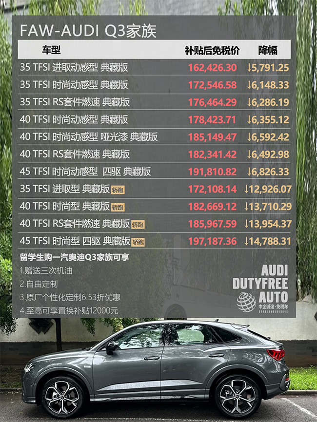 中企誠(chéng)誼奧迪留學(xué)生免稅車