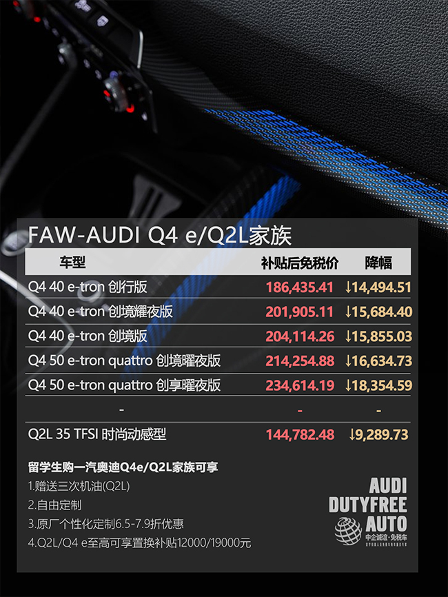中企誠(chéng)誼奧迪留學(xué)生免稅車